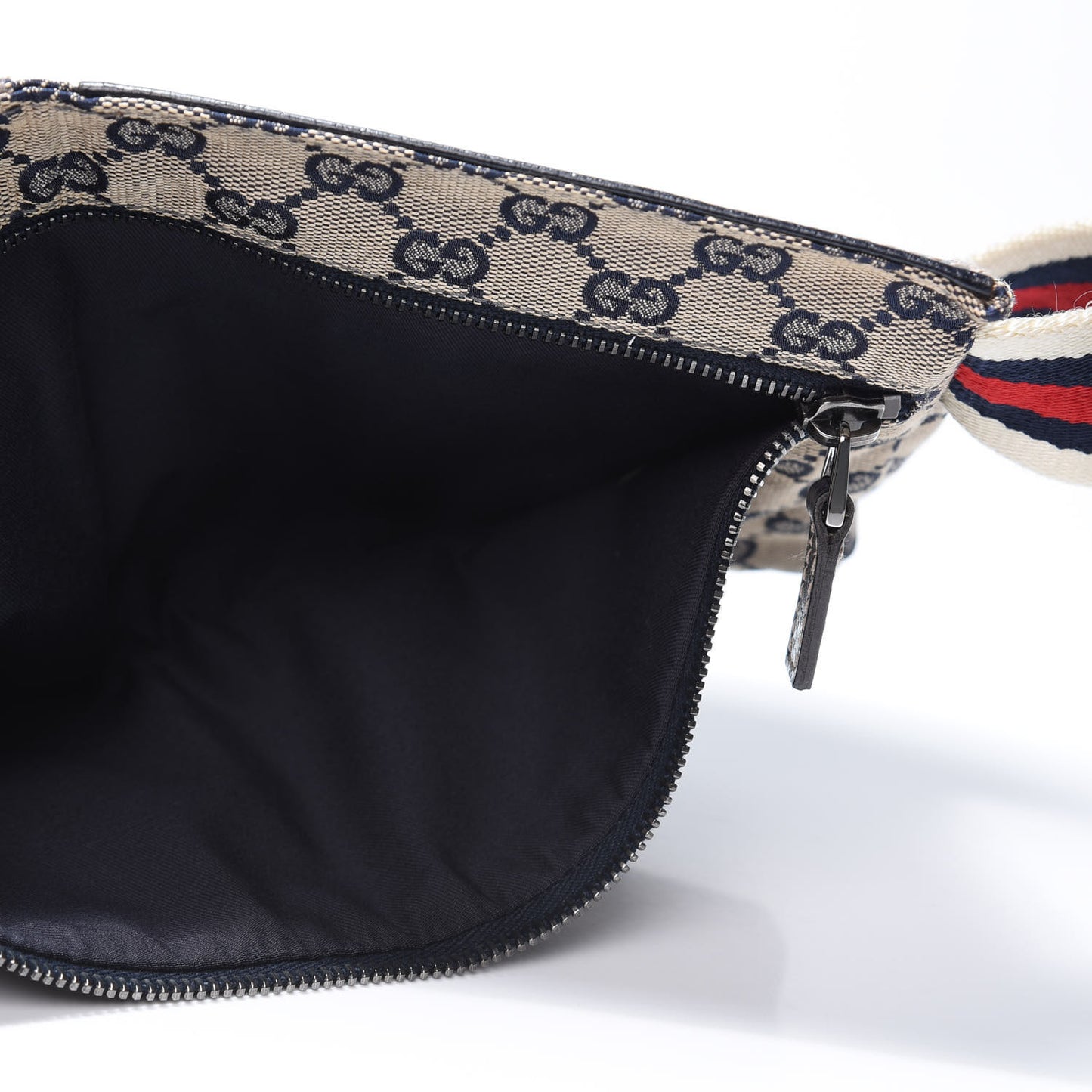 GG Monogram Web Double Pocket Belt Bag Navy