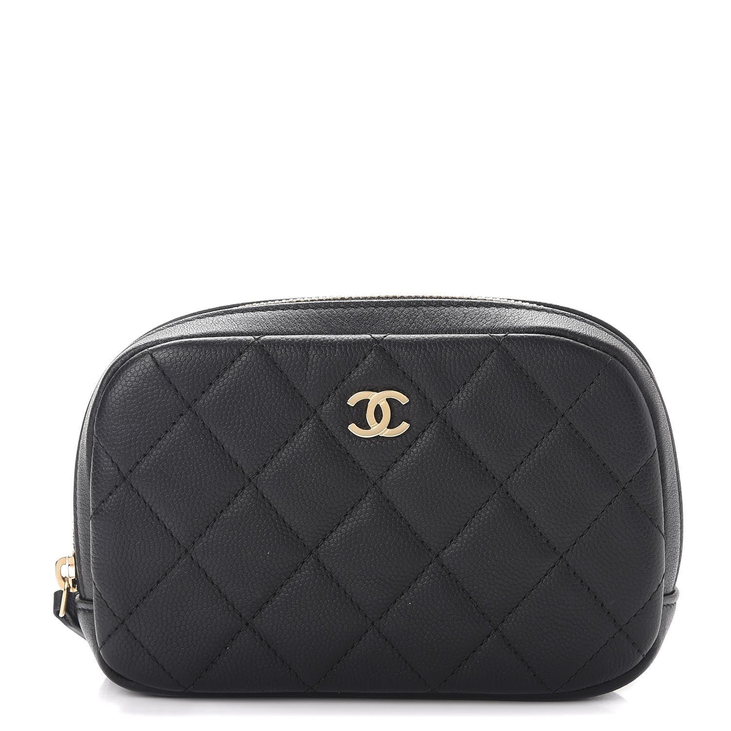 Chanel Caviar Quilted Small Curvy Pouch Cosmetic Case Black 1 of 8