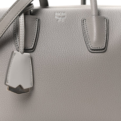MCM Grained Calfskin Small Milla Tote Arch Grey 7 of 9