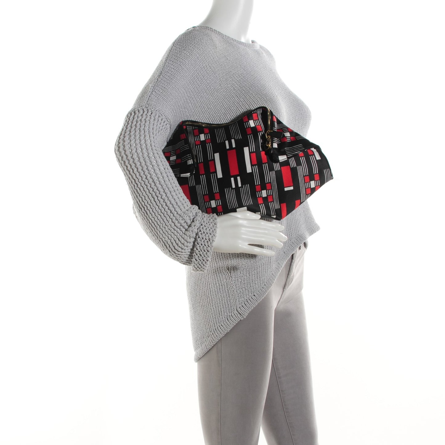 Silk Geometric Print De Manta Clutch Black