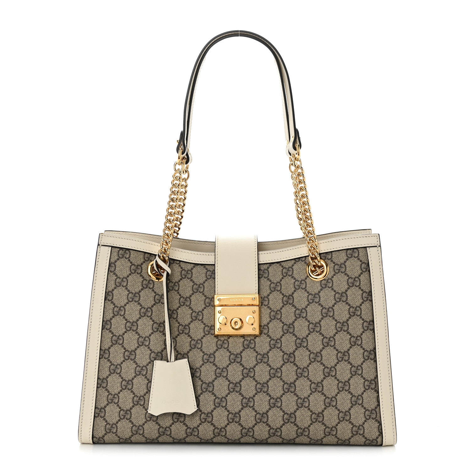 Gucci GG Supreme Monogram Medium Padlock Tote White 1 of 16