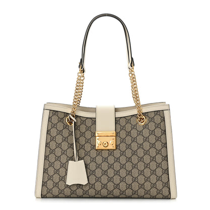 Gucci GG Supreme Monogram Medium Padlock Tote White 1 of 16