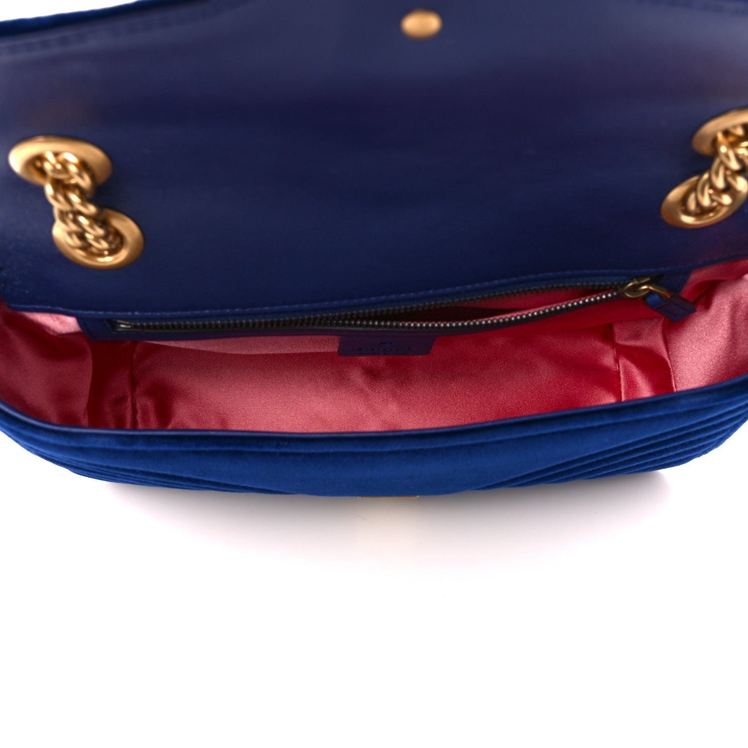 Gucci Velvet Matelasse Small GG Marmont Shoulder Bag Cobalt Blue 6 of 12