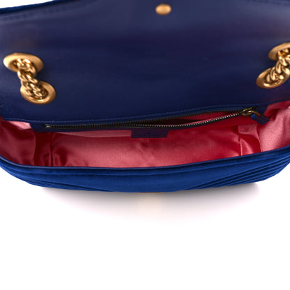 Gucci Velvet Matelasse Small GG Marmont Shoulder Bag Cobalt Blue 6 of 12