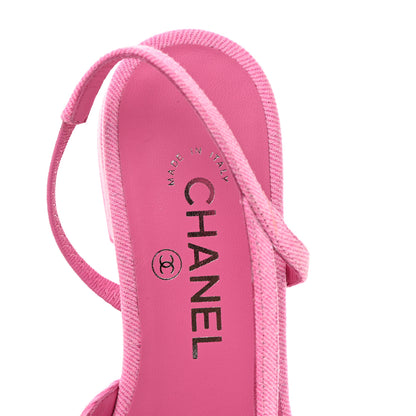 Chanel Denim Cap Toe CC Slingback Flat 37.5 Neon Pink 6 of 9