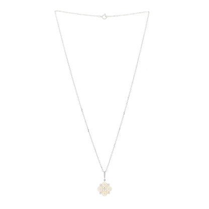 Mikimoto 18K White Gold Diamond Akoya Cultured Pearl 5.5mm Cluster Pendant Necklace 3 of 6