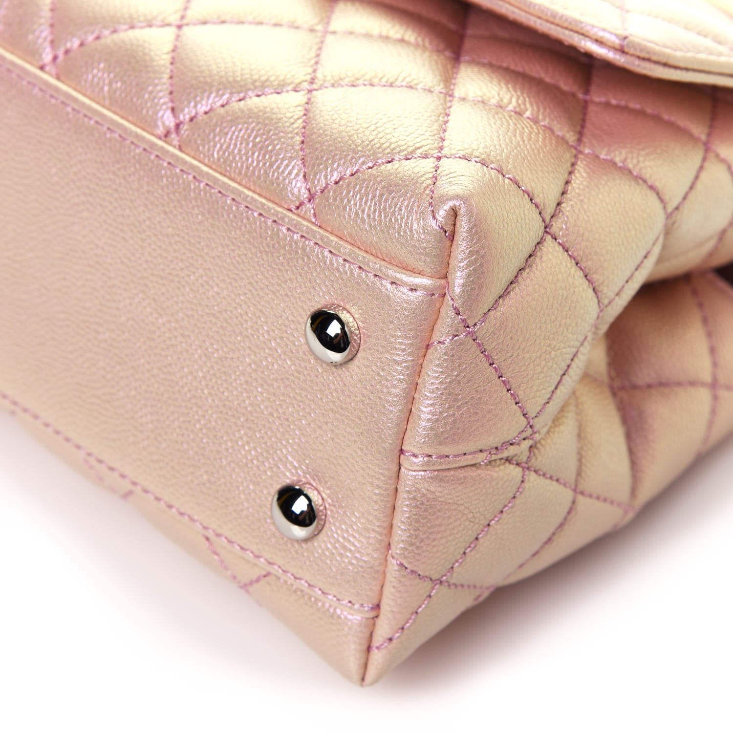 Chanel Iridescent Caviar Quilted Mini Coco Handle Flap Pink 10 of 13