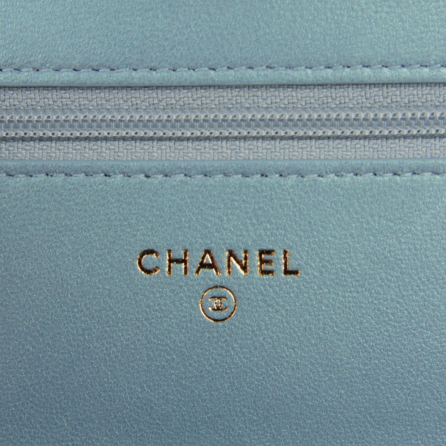 Chanel Iridescent Calfskin Quilted Boy Wallet On Chain WOC Light Blue 6 of 8