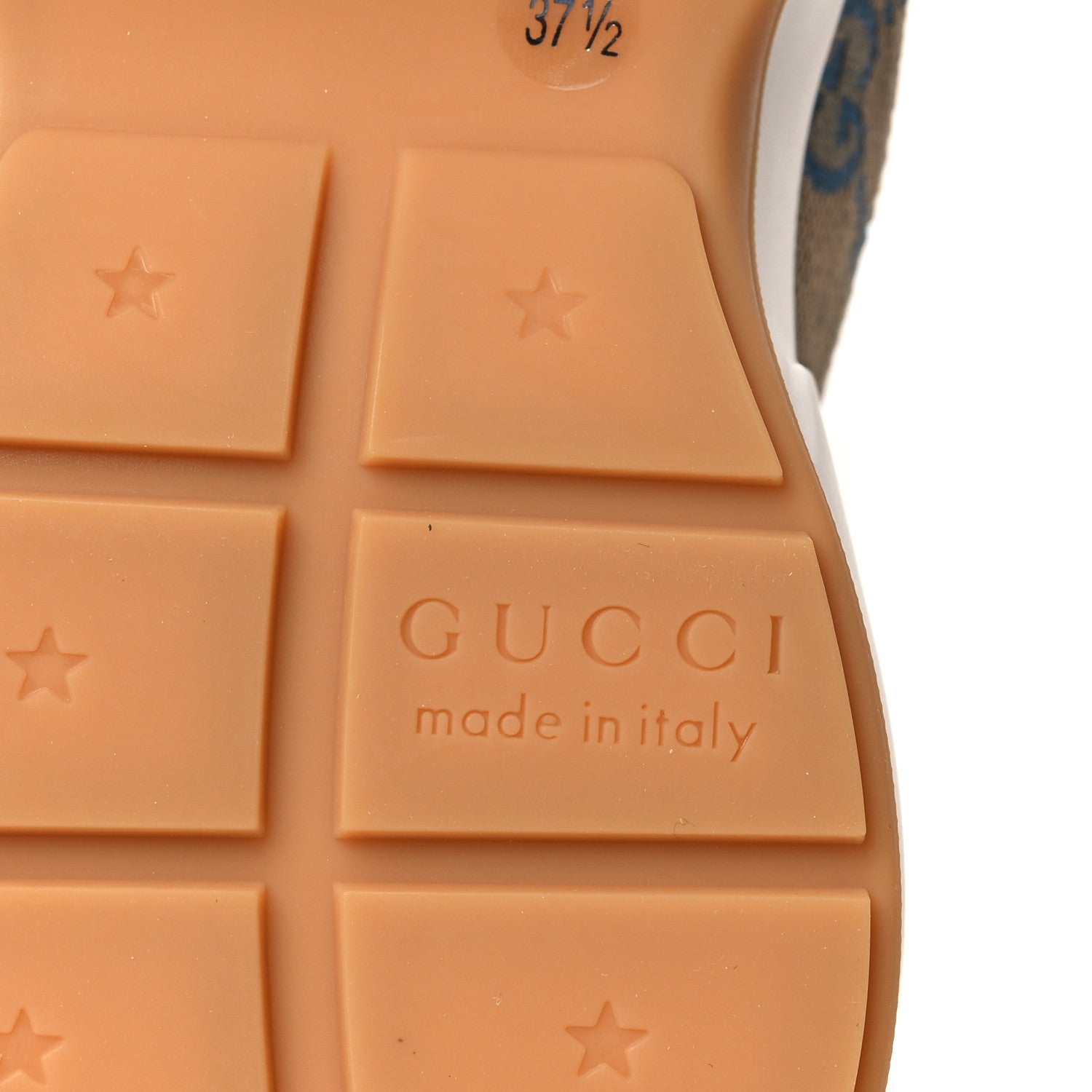 Gucci Monogram Multicolor Demetra Womens Rhyton Sneakers 37.5 Yellow Blue Great White Tabasco 6 of 8