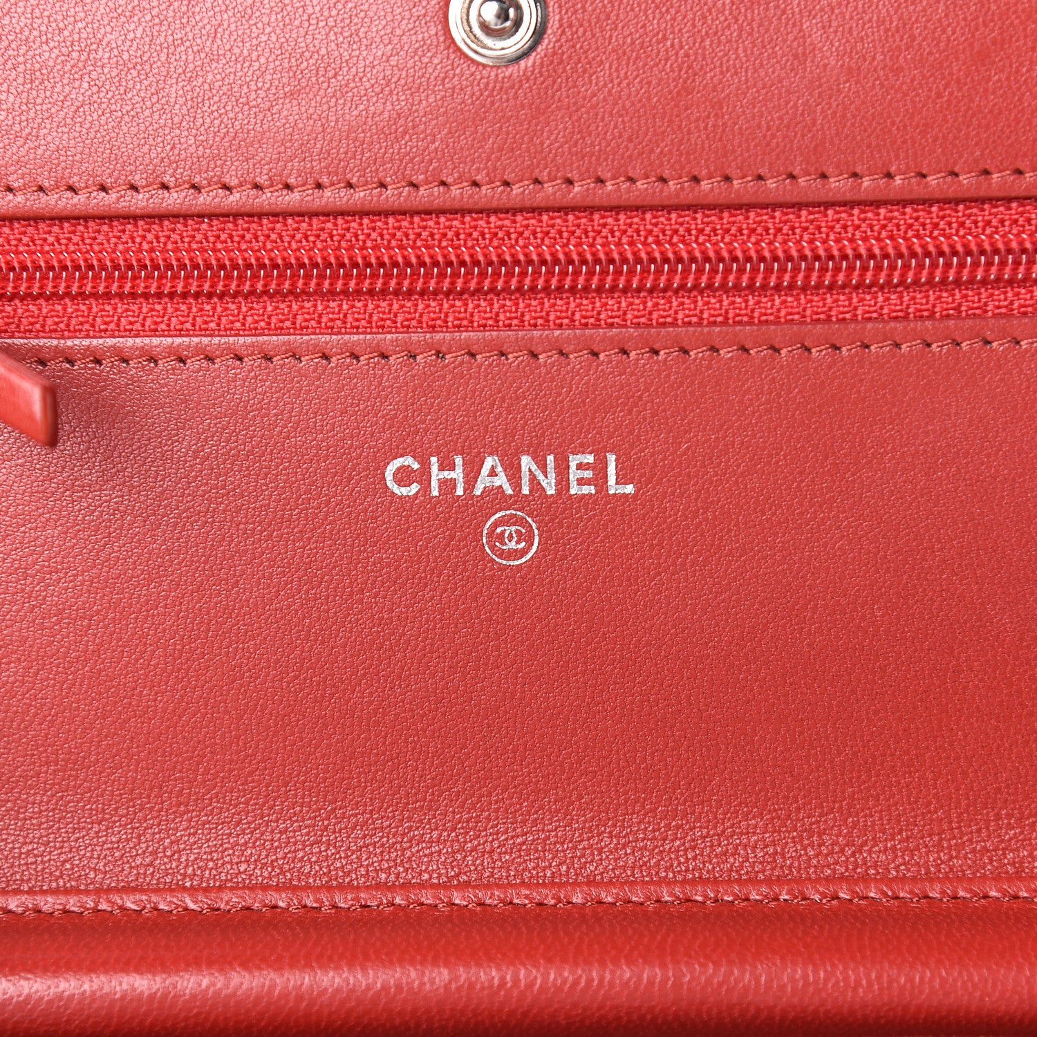 Chanel Lambskin Quilted Wallet On Chain WOC Red 6 of 12