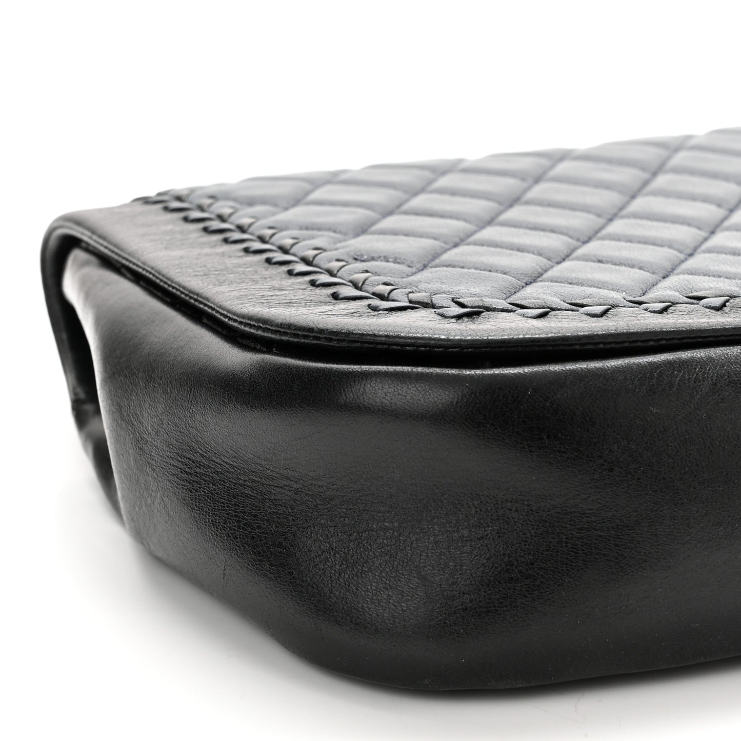 Lambskin Braided Flap Navy Black