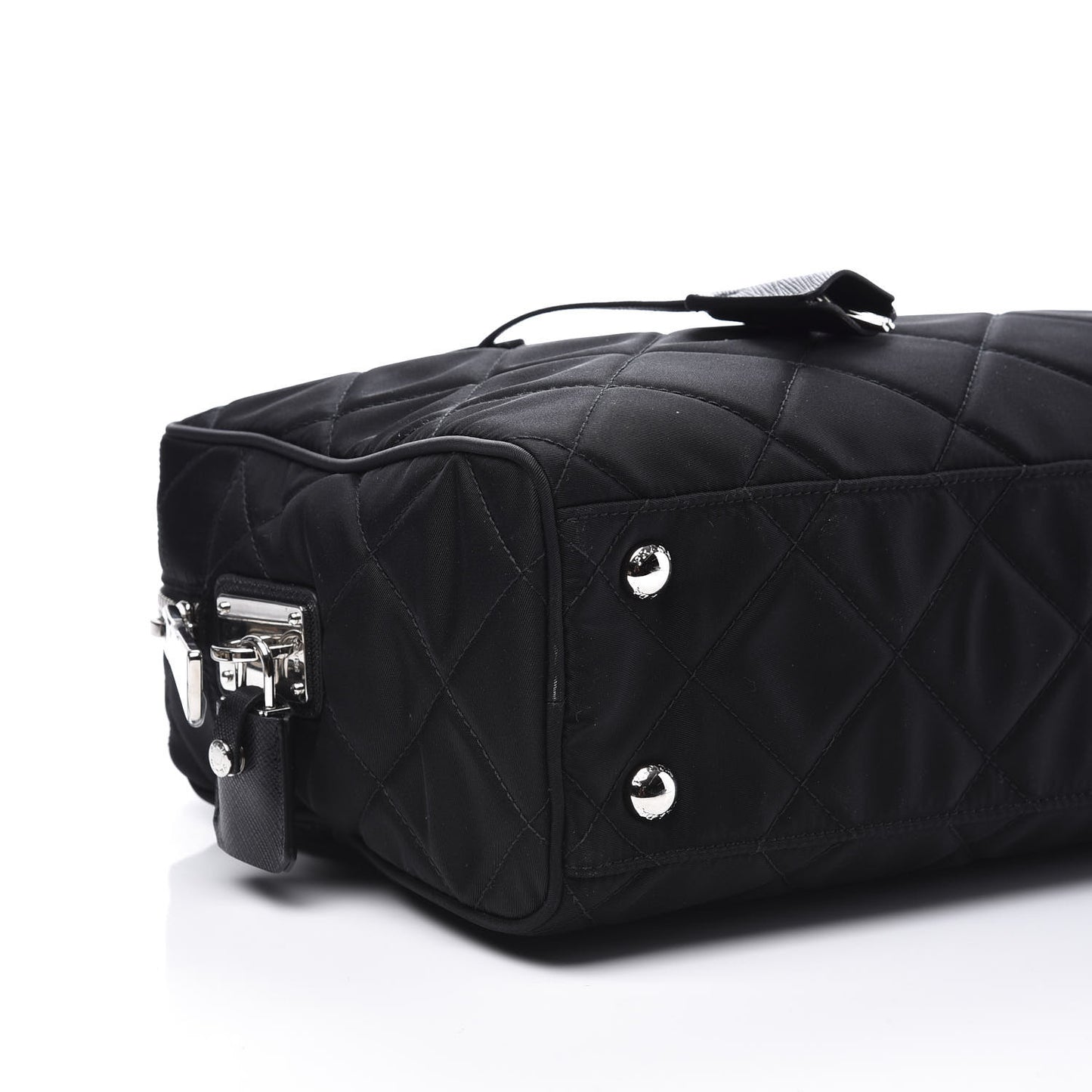 Nylon Tessuto Impuntu Quilted Shoulder Bag Black