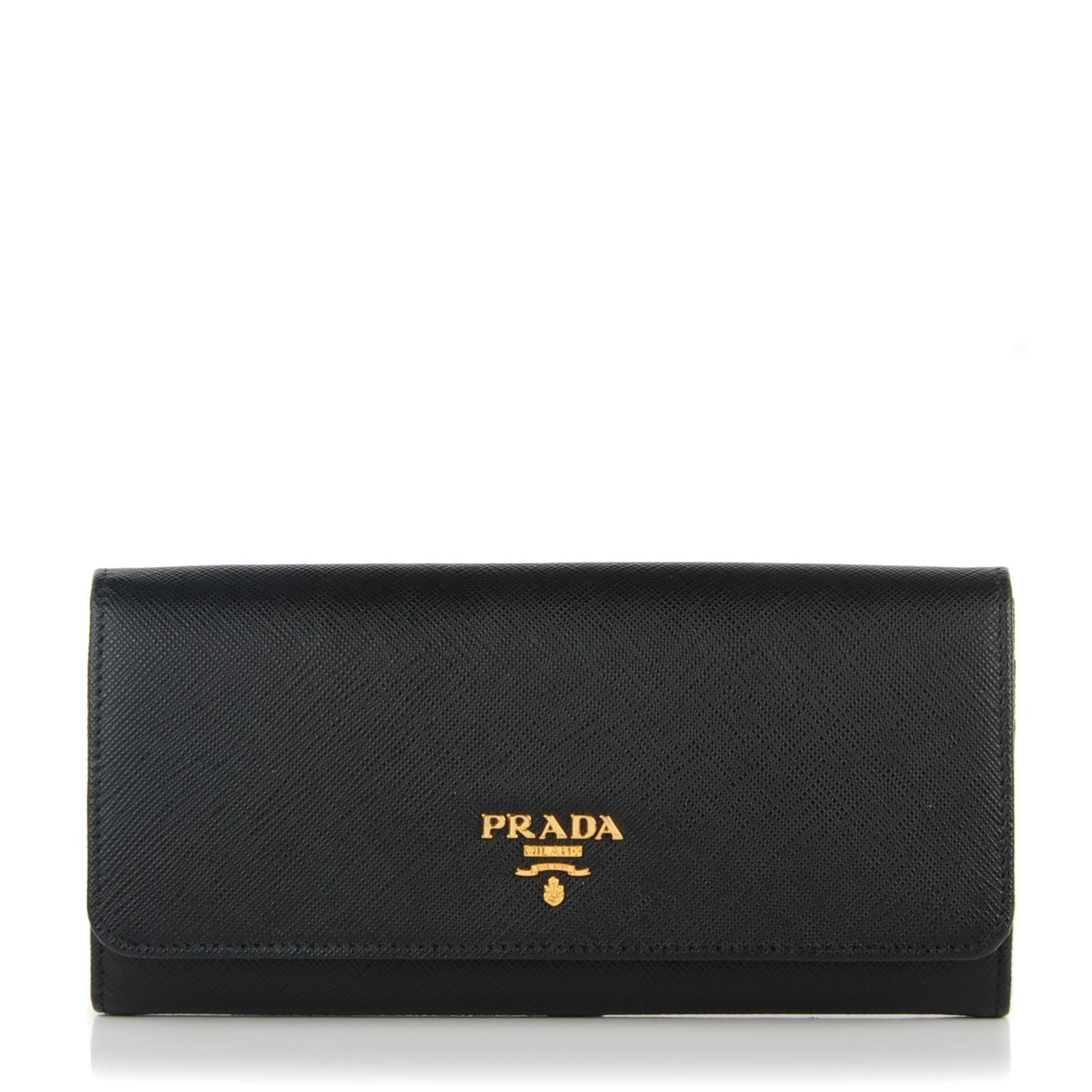 Saffiano Metal Continental Flap Wallet Nero Black