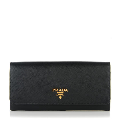 Prada Saffiano Metal Continental Flap Wallet Nero Black 1 of 7