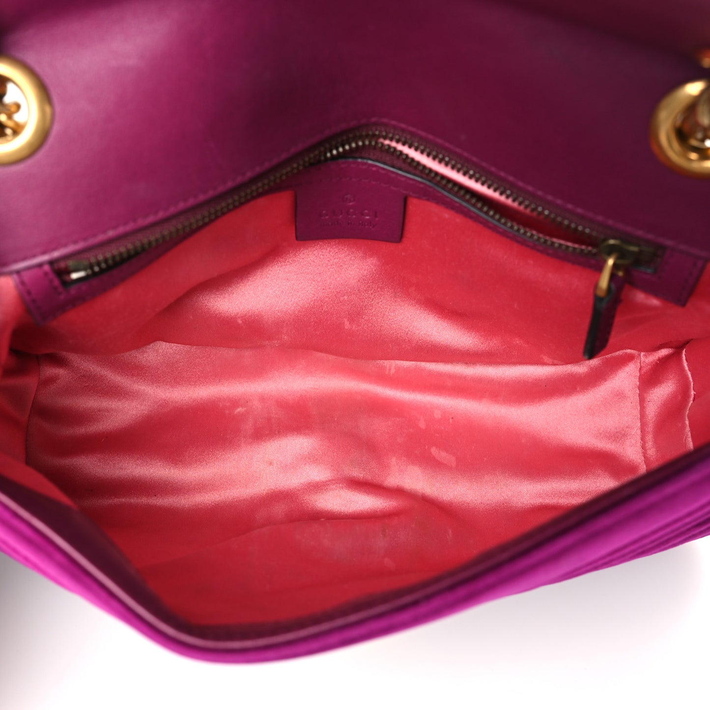 Velvet Matelasse Small GG Marmont Shoulder Bag Fuchsia Violet Cyclamen