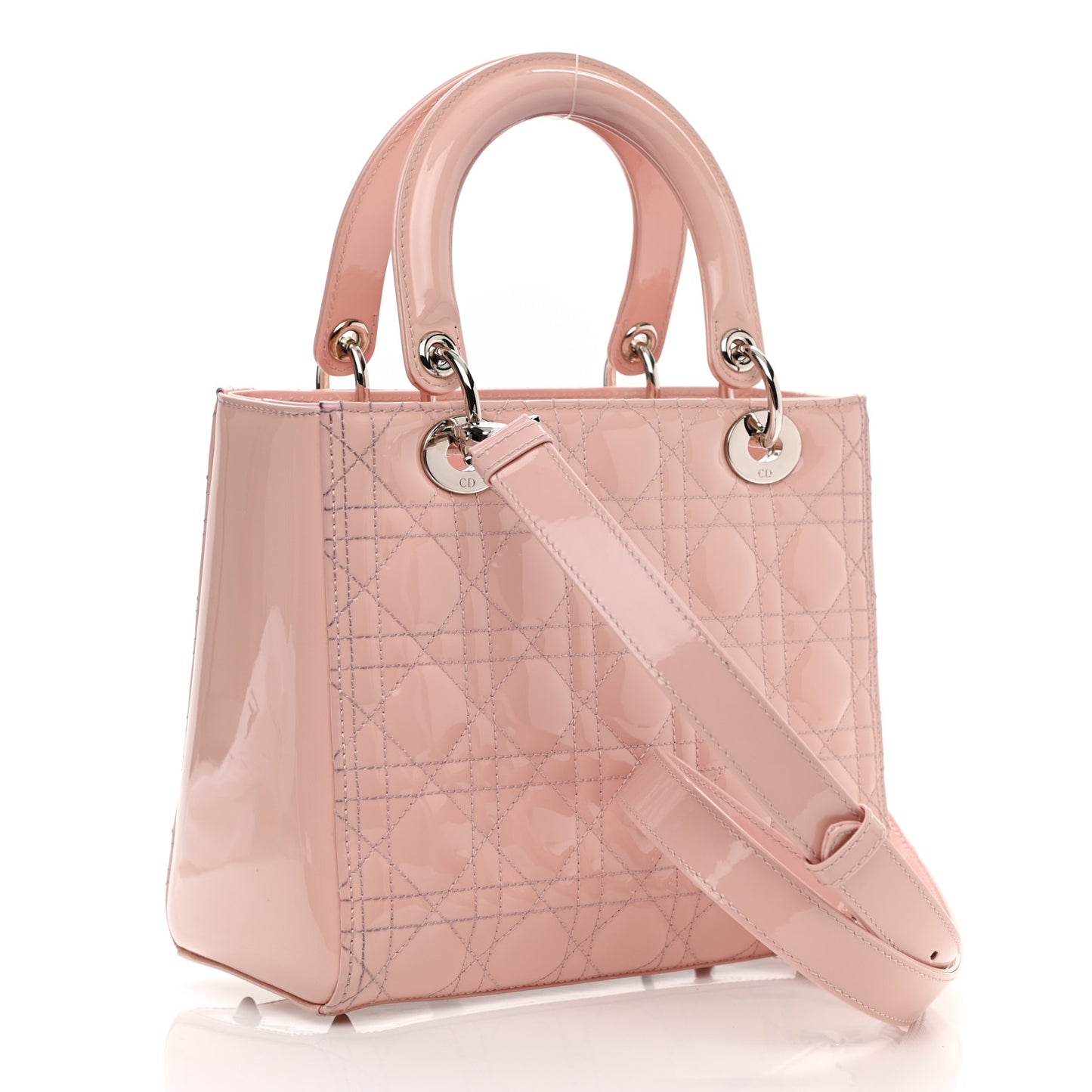 Patent Cannage Medium Lady Dior Rose Clair