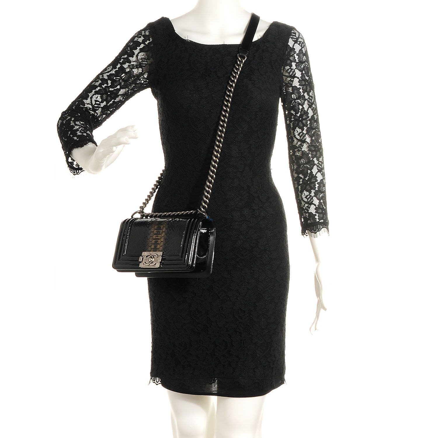 Chanel Patent Python Small Boy Flap Black 2 of 9