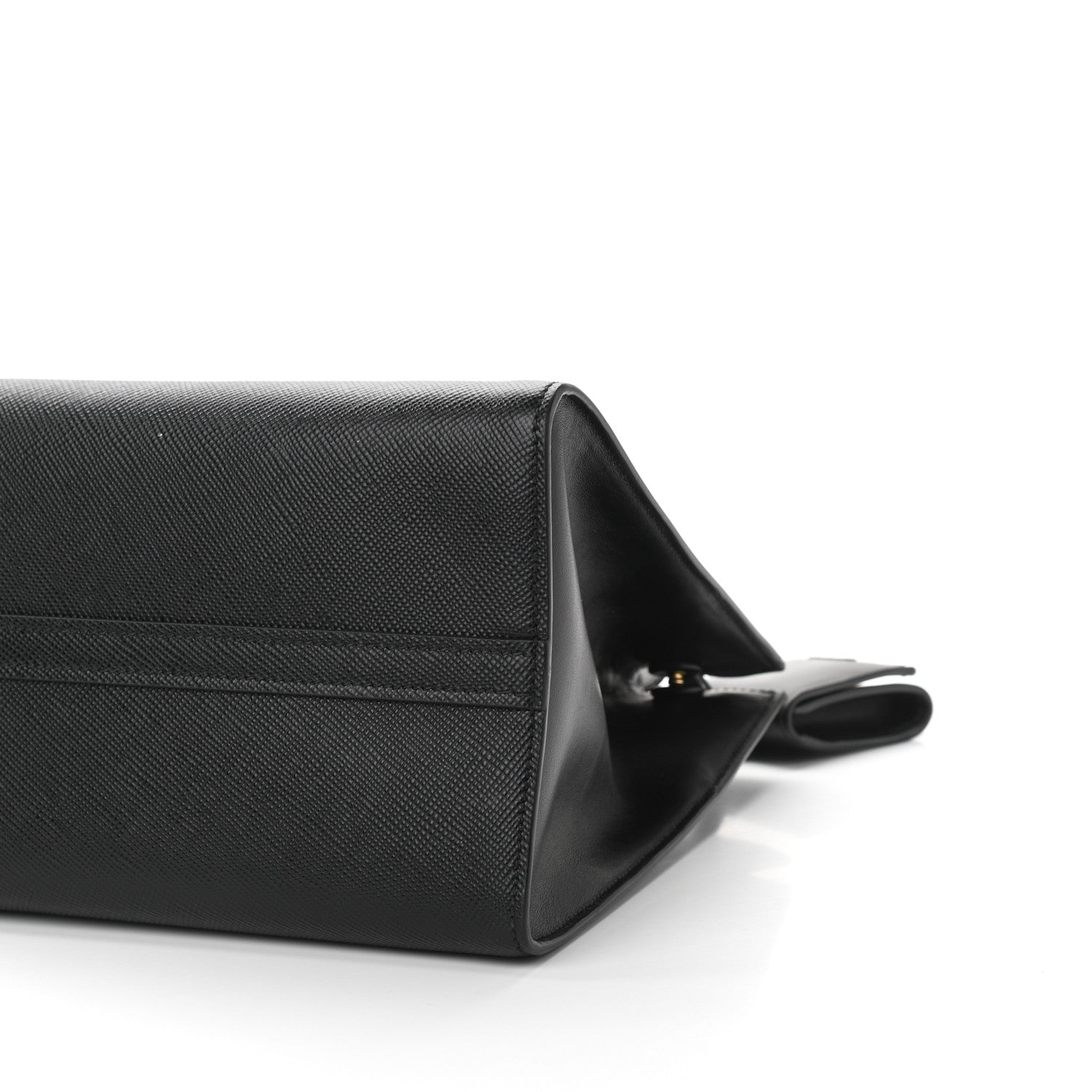 Prada Saffiano Cuir Calfskin Medium Monochrome Top Handle Tote Black 10 of 12
