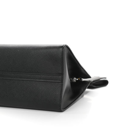 Prada Saffiano Cuir Calfskin Medium Monochrome Top Handle Tote Black 10 of 12