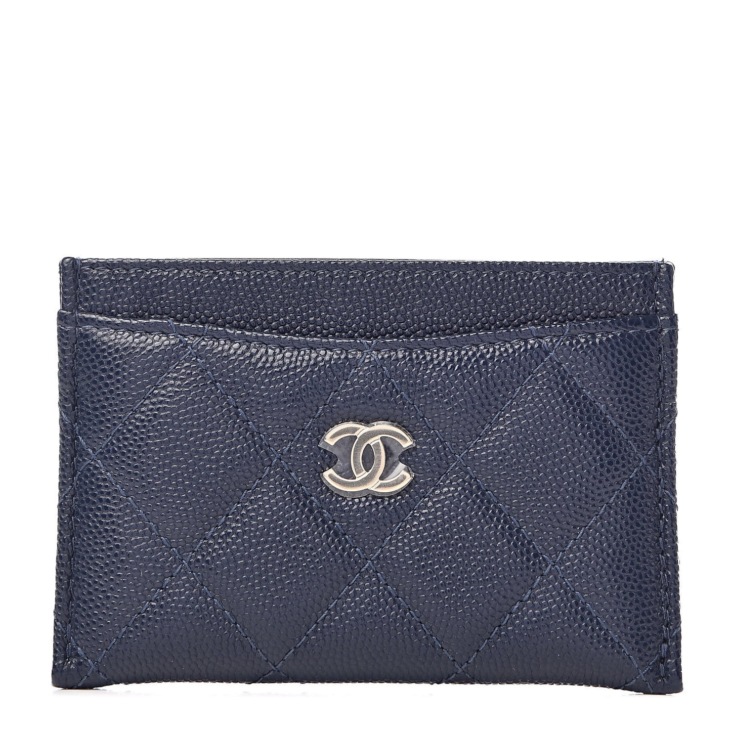 Caviar Quilted Card Holder Blue