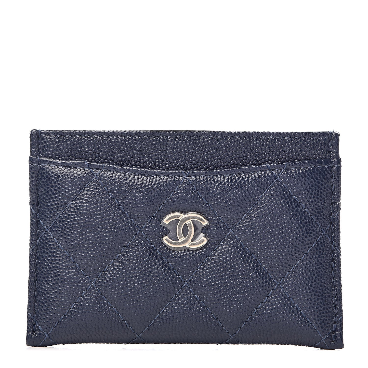 Chanel Caviar Quilted Card Holder Blue 1 of 9