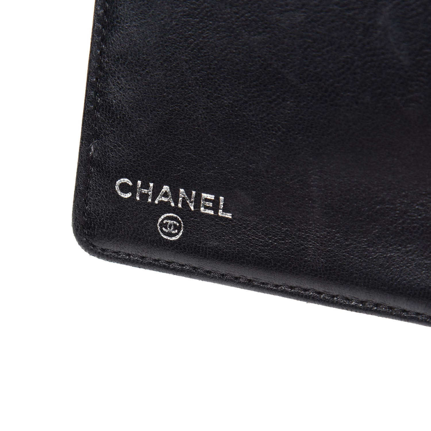 Chanel Lambskin Camellia Embossed Yen Wallet Black 8 of 10