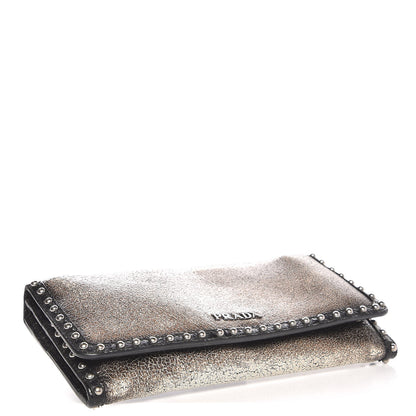 Prada Craquele Studded Continental Flap Wallet Creta Black 4 of 9