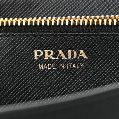 Prada Saffiano Metal Bar Continental Flap Wallet Black 6 of 7