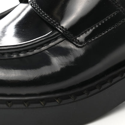 Prada Spazzolato Metal Triangle Logo 50mm Loafers 37 Black 18 of 22