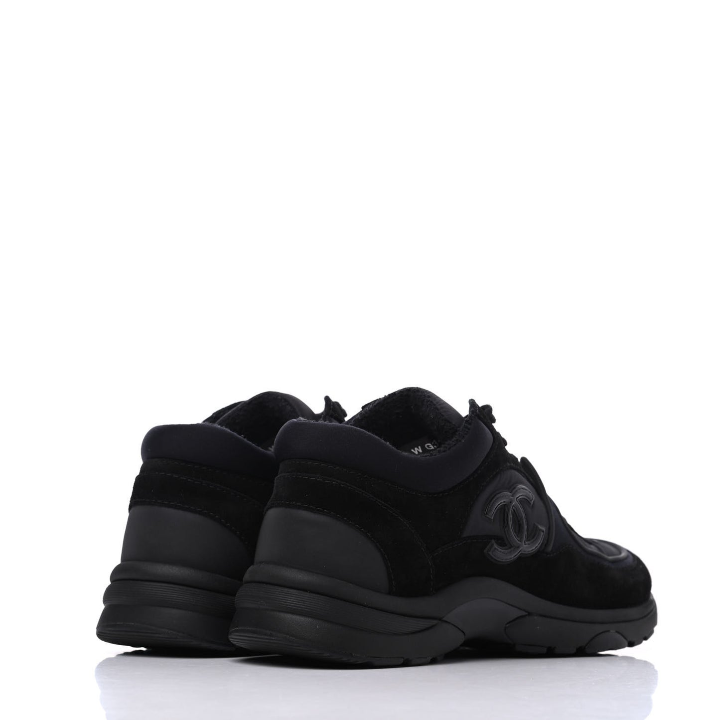 Nylon Calfskin Suede CC Sneakers 36.5 Black