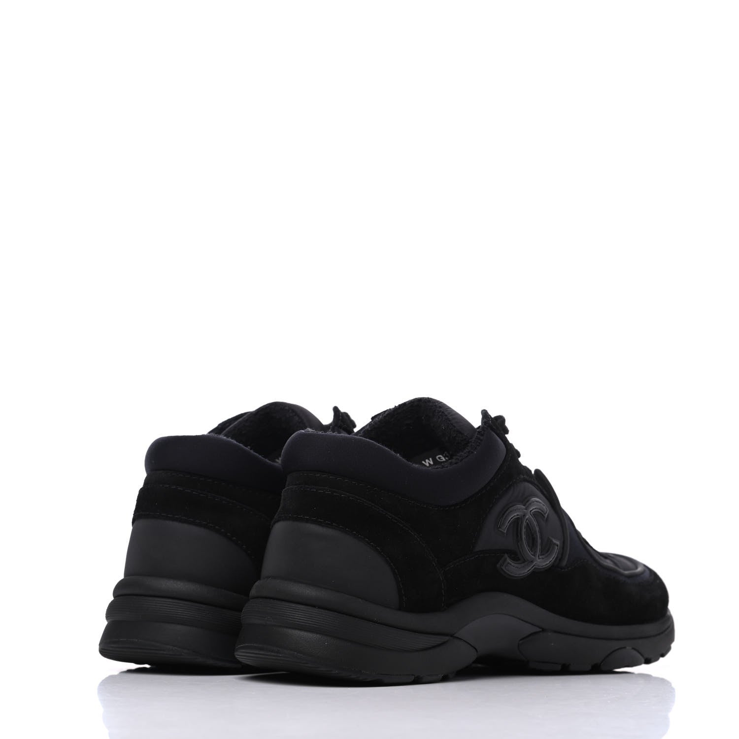 Chanel Nylon Calfskin Suede CC Sneakers 36.5 Black 4 of 18