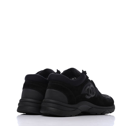 Chanel Nylon Calfskin Suede CC Sneakers 36.5 Black 4 of 18
