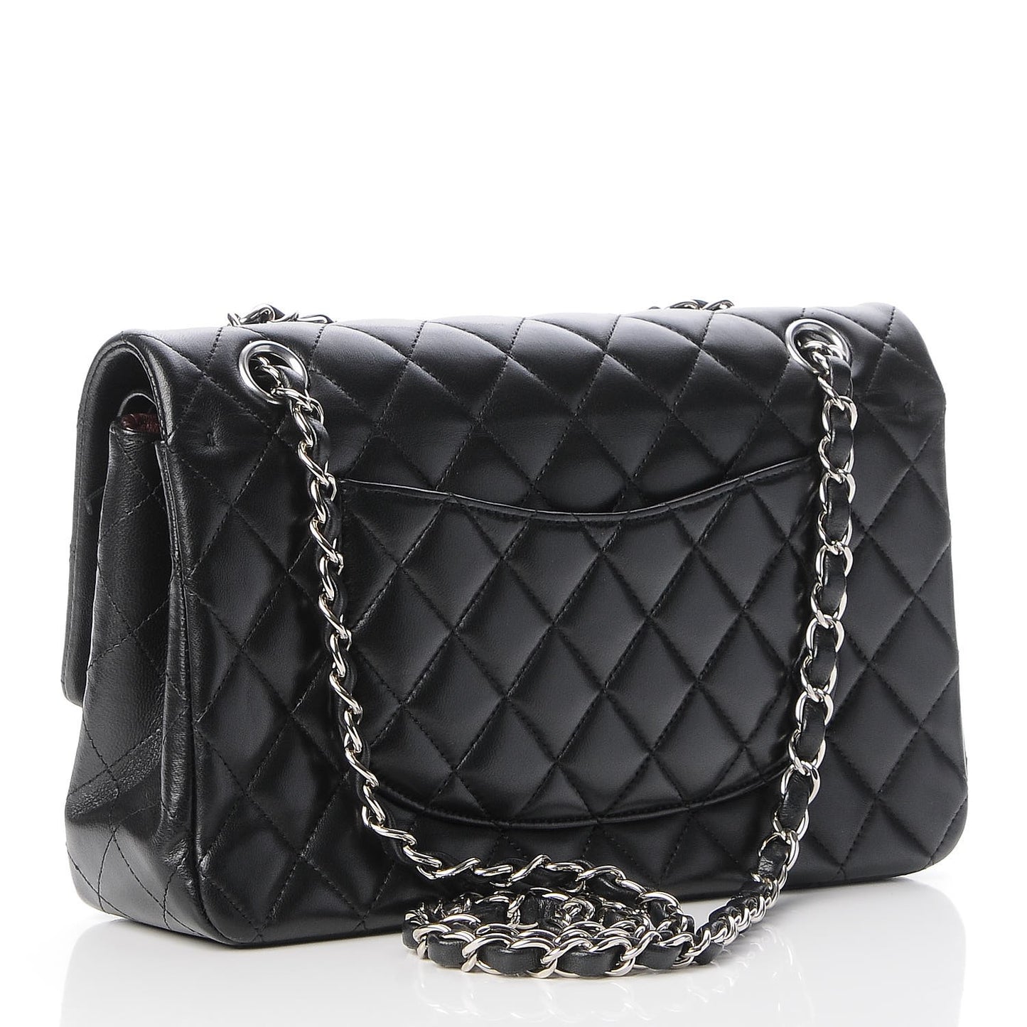 Lambskin Quilted Medium Double Flap Black