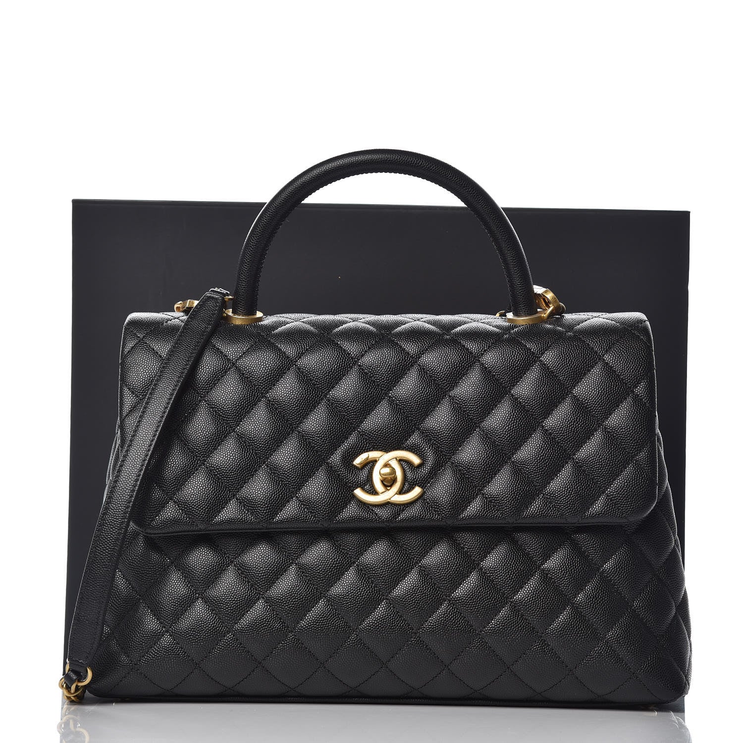Chanel Caviar Quilted Medium Coco Handle Flap Black 8 of 10