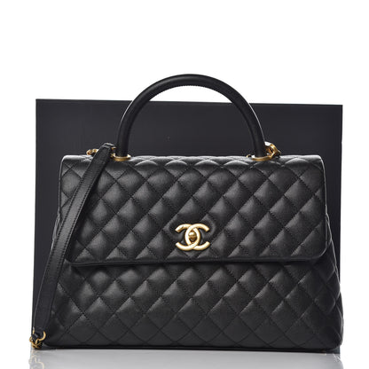 Chanel Caviar Quilted Medium Coco Handle Flap Black 8 of 10