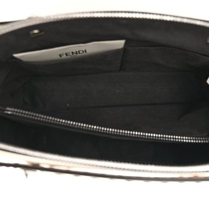 Fendi Vitello King Logo Embossed Medium By The Way Boston Bag White Ice 5 of 12