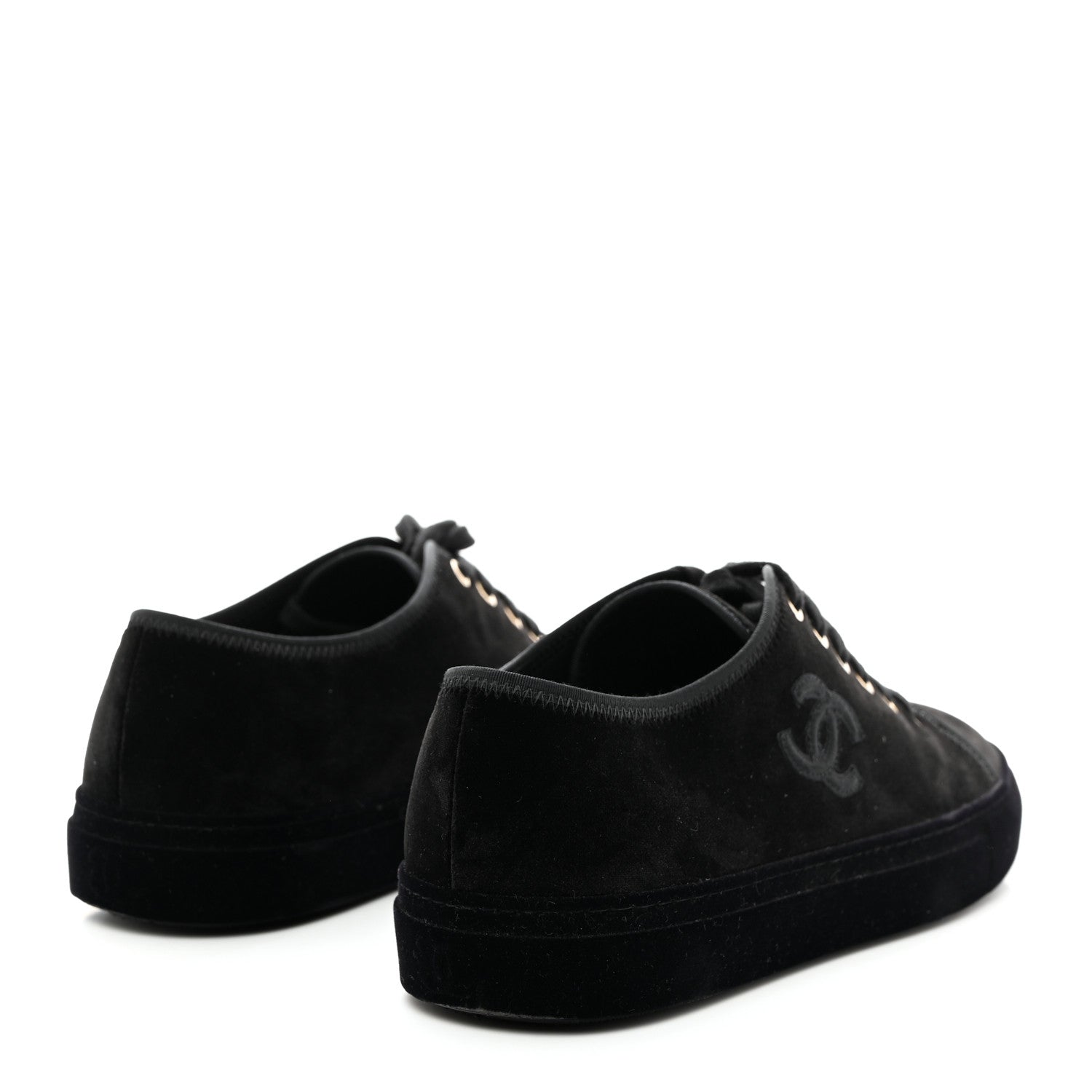 Chanel Velvet Womens CC Sneakers 40 Black 4 of 8