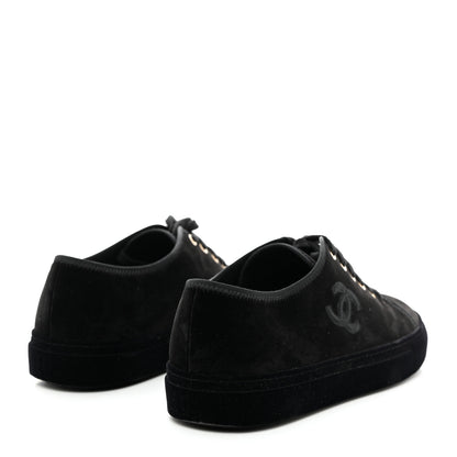 Chanel Velvet Womens CC Sneakers 40 Black 4 of 8