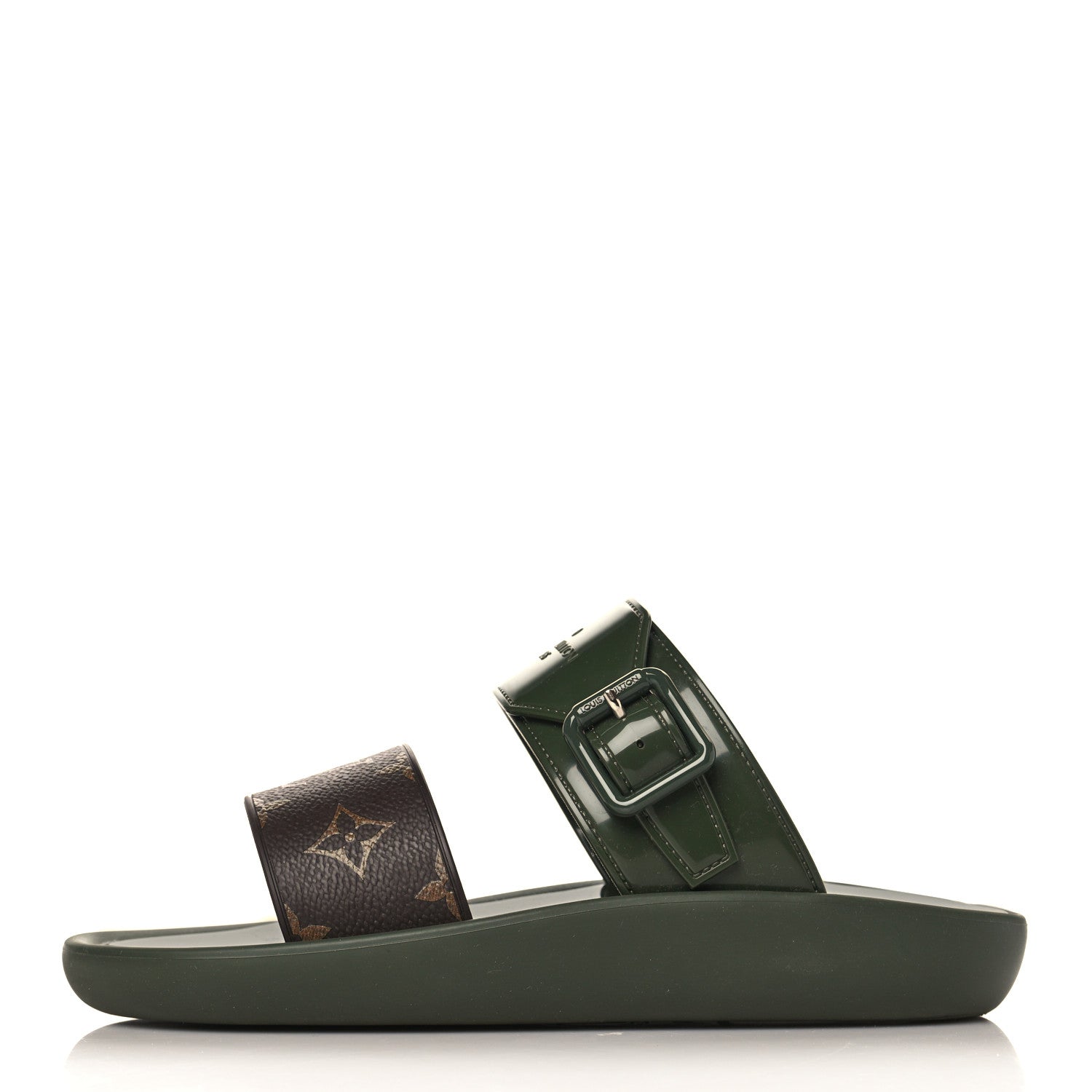 Louis Vuitton Monogram Sunbath Flat Mule Sandals 37 Kaki 1 of 8