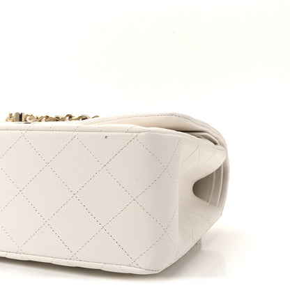 Chanel Caviar Quilted Jumbo Double Flap White 10 of 11