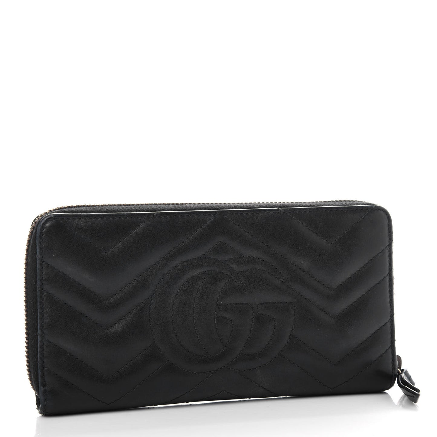 Calfskin Matelasse GG Marmont Zip Around Wallet Black