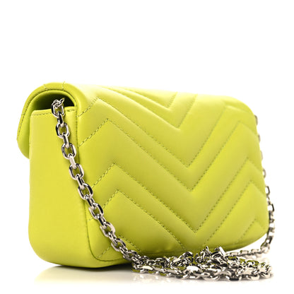 Gucci Lambskin Matelasse Mini GG Marmont Shoulder Bag Bright Green 3 of 10
