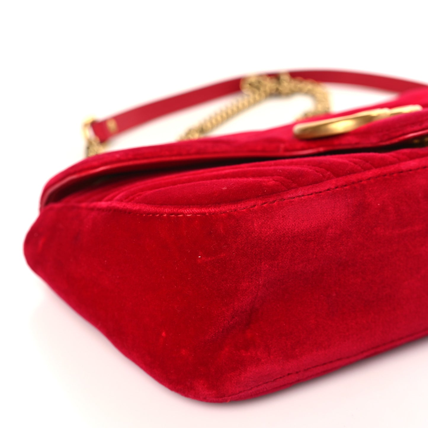 Velvet Matelasse Small GG Marmont Shoulder Bag Hibiscus Red