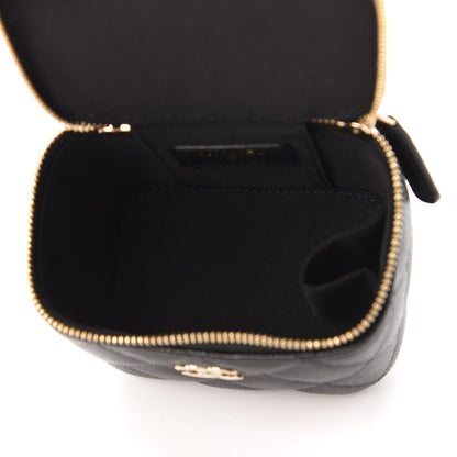 Chanel Caviar Quilted Mini Pearl On Top Vanity Case With Chain Black 5 of 11