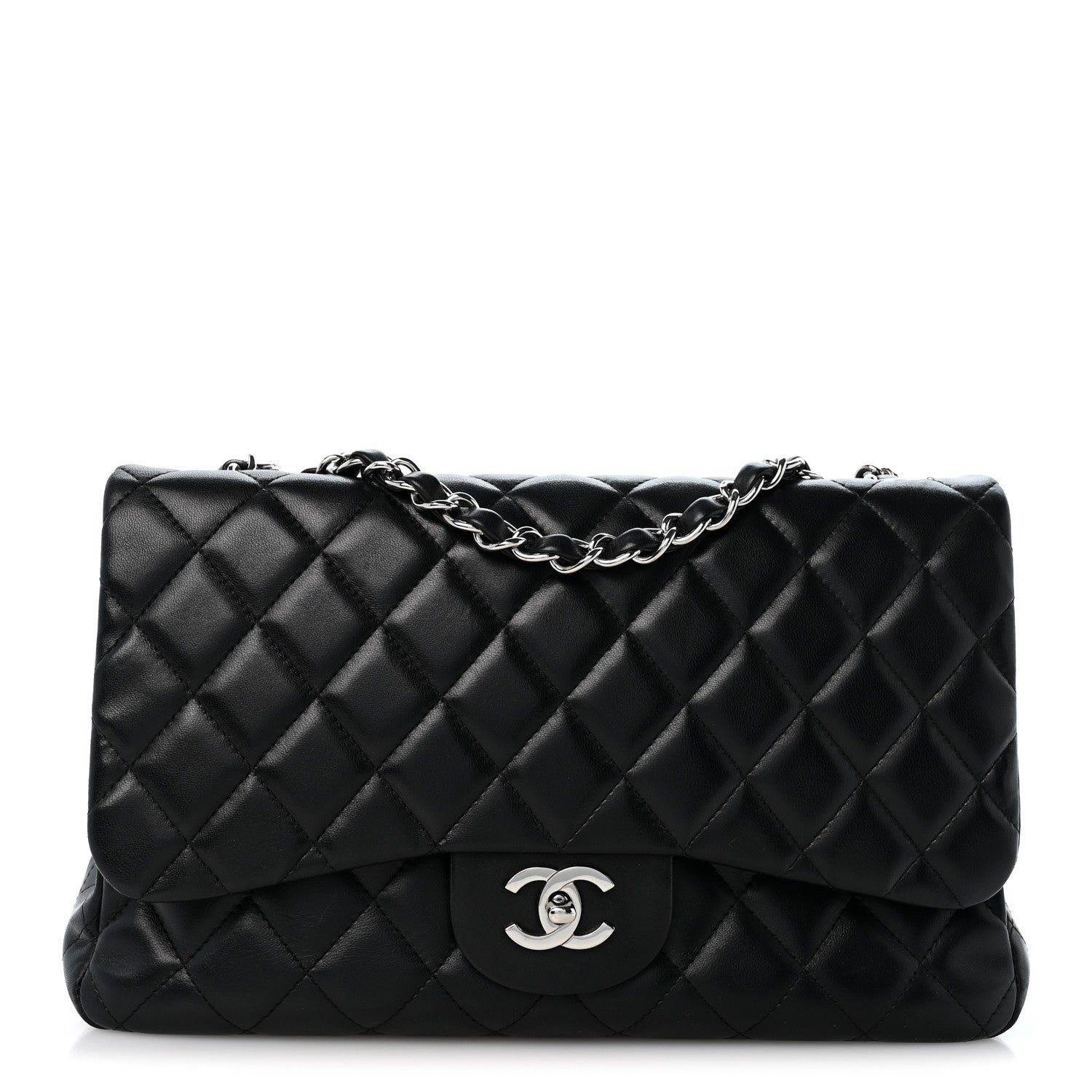 Chanel Lambskin Quilted Jumbo Single Flap Black 1 of 14