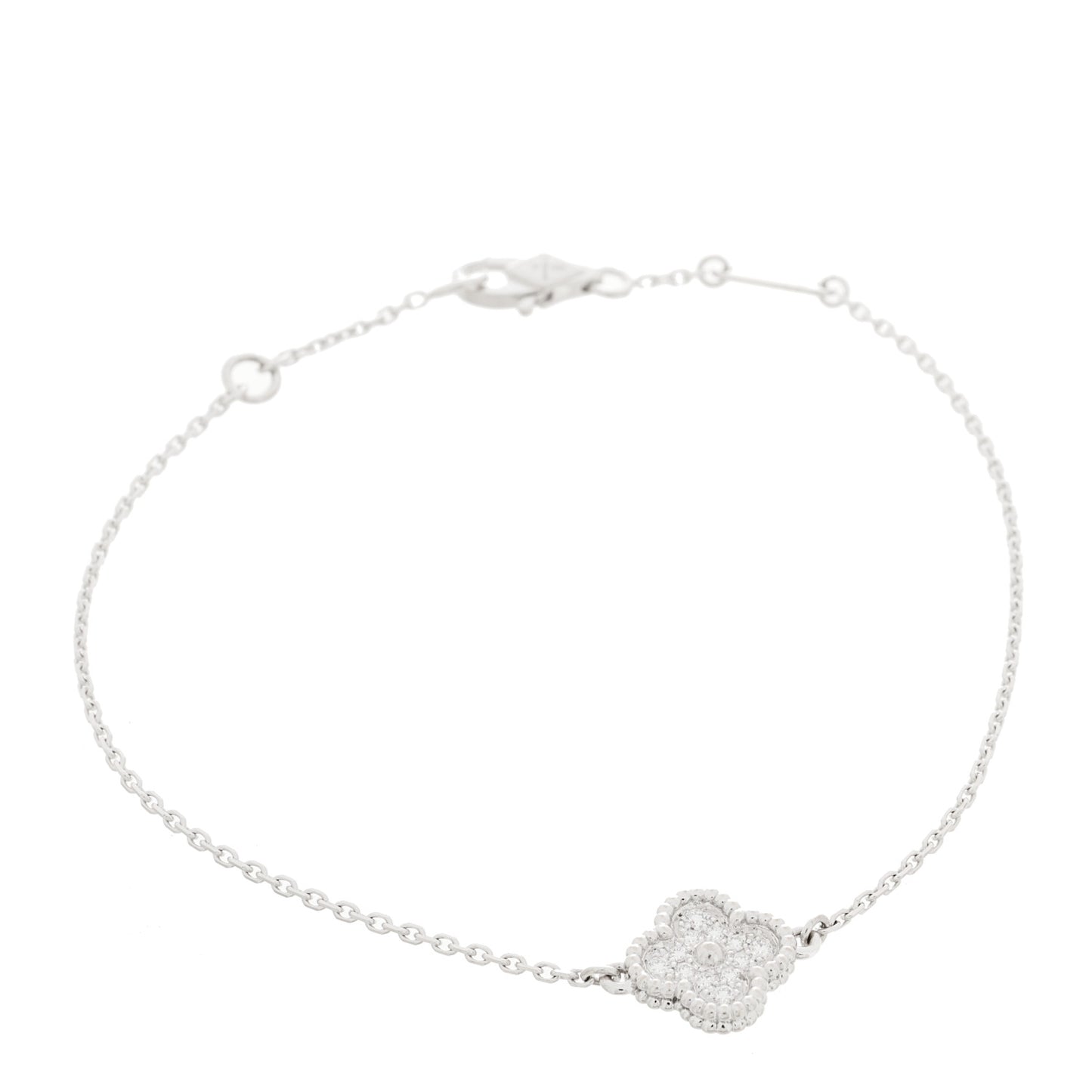 18K White Gold Diamond Sweet Alhambra Bracelet