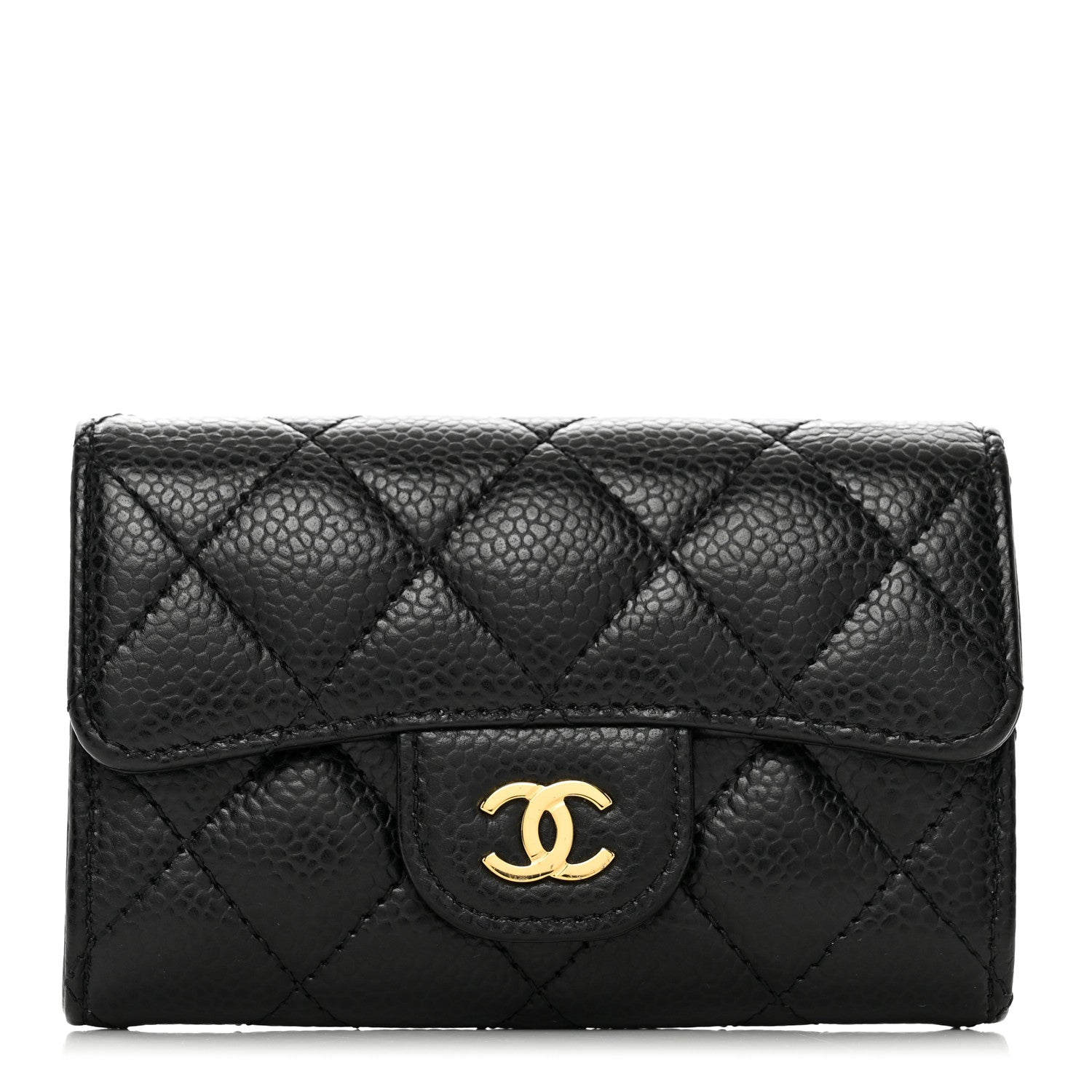Chanel Caviar Quilted Flap Card Holder Wallet Black 1 of 9