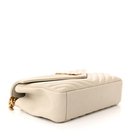 Saint Laurent Sheepskin Matelasse Chevron Monogram Medium College Bag Crema Soft 4 of 10
