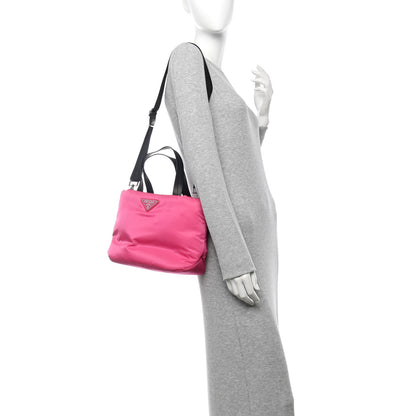 Prada Tessuto Nylon Soft Padded Shopping Tote Fuxia 2 of 14