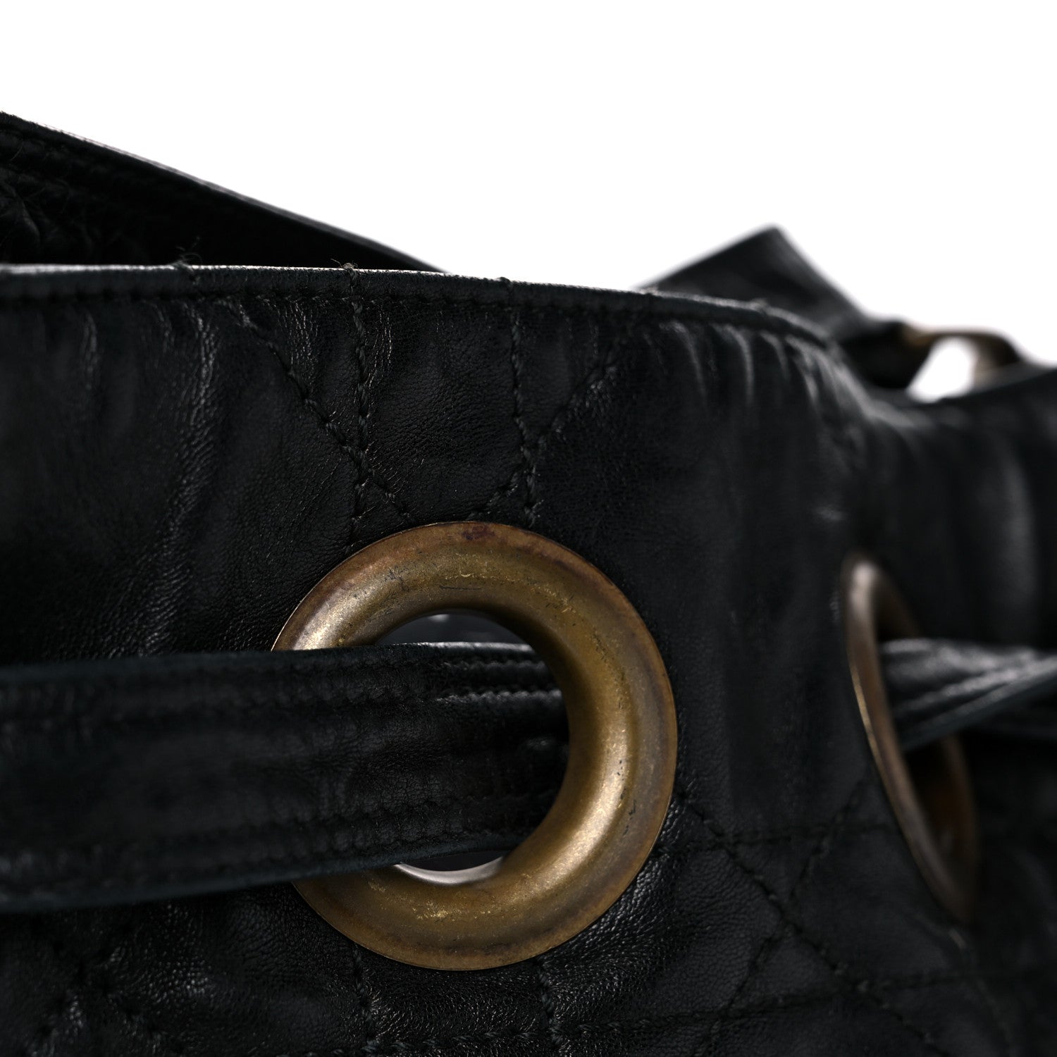 Christian Dior Lambskin Cannage Drawstring Bag Black 22 of 33